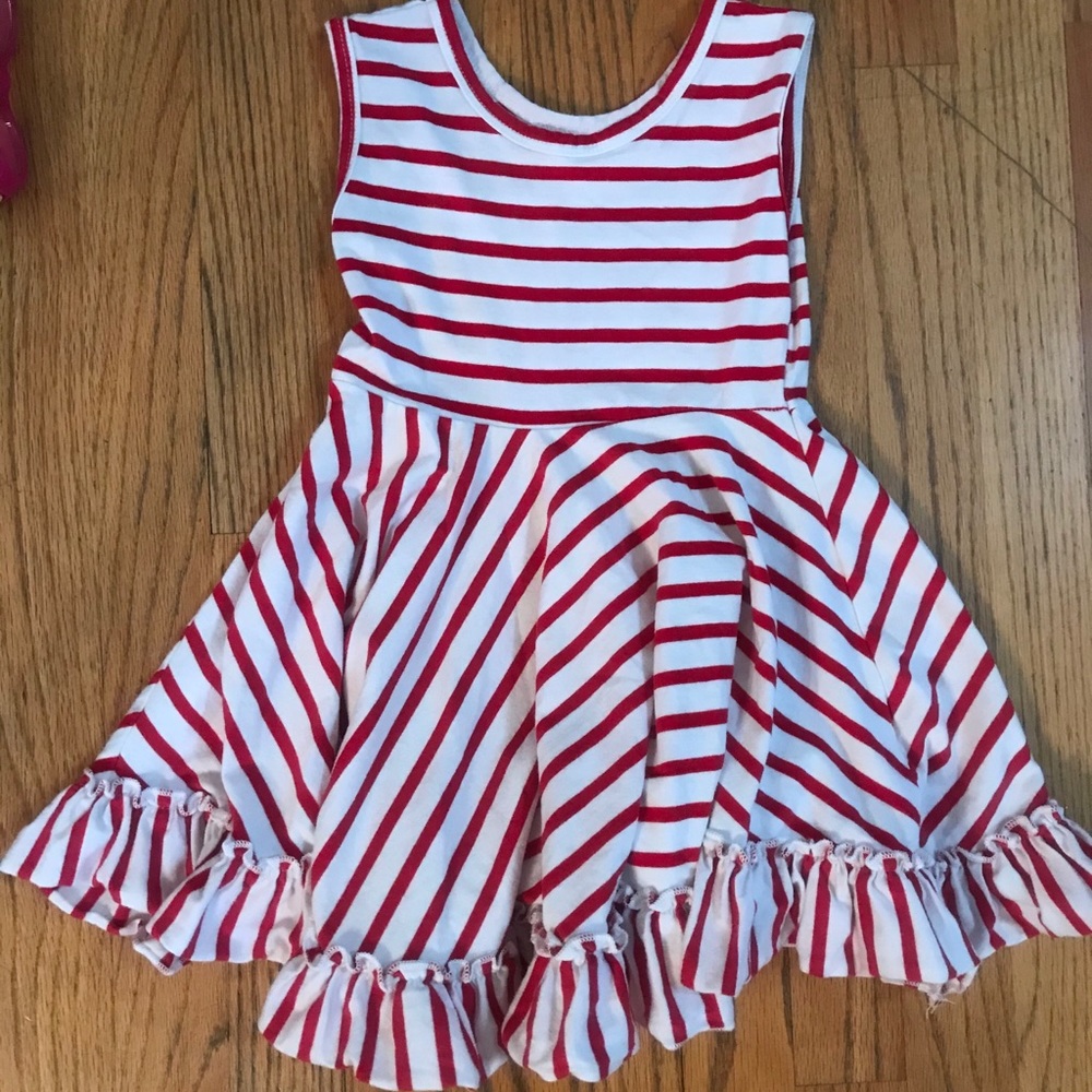 Red white striped boutique dress